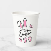 Happy Easter (roze) Papieren Bekers (Achterkant)