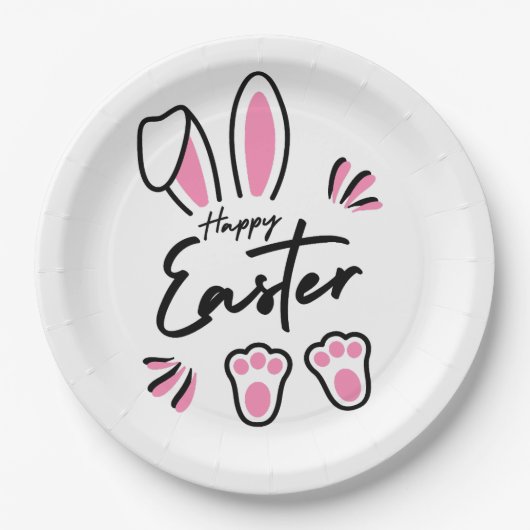 Happy Easter (roze) Papieren Bordje (Voorkant)