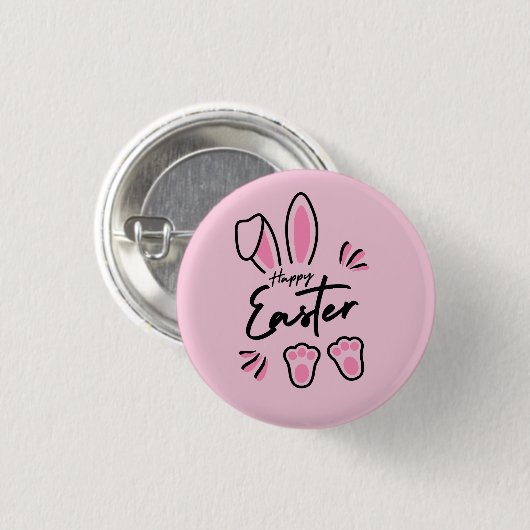 Happy Easter (roze) Ronde Button 3,2 Cm (Voorkant /achterkant)