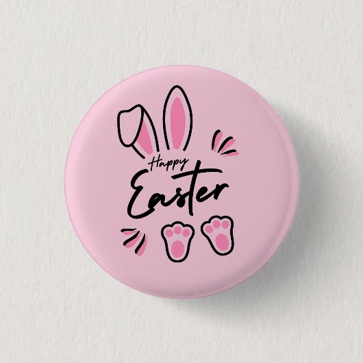 Happy Easter (roze) Ronde Button 3,2 Cm (Voorkant)