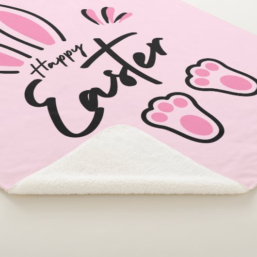 Happy Easter (roze) Sherpa Deken (3/4)