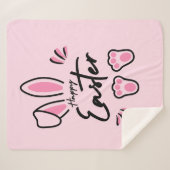 Happy Easter (roze) Sherpa Deken (Voorkant (horizontaal))