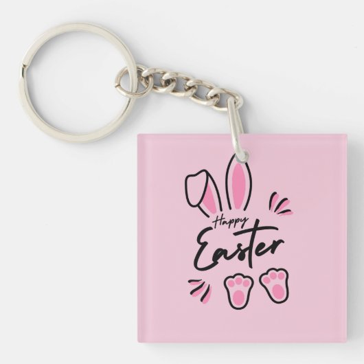 Happy Easter (roze) Sleutelhanger (voorkant)