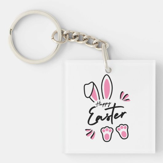 Happy Easter (roze) Sleutelhanger (voorkant)