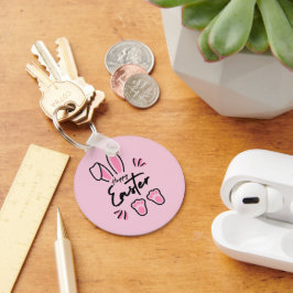 Happy Easter (roze) Sleutelhanger