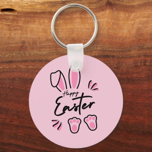 Happy Easter (roze) Sleutelhanger (Voorkant)