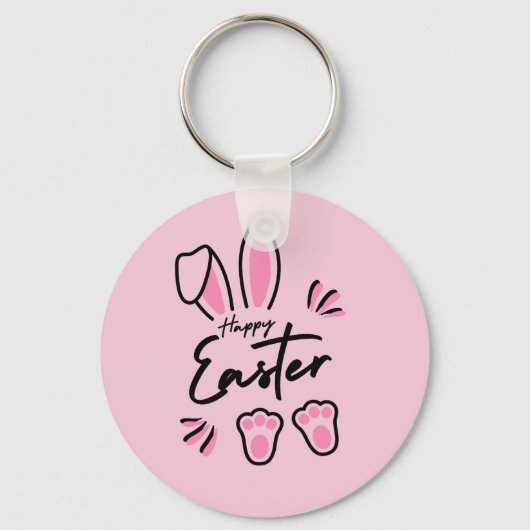 Happy Easter (roze) Sleutelhanger (Achterkant)
