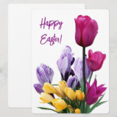 Happy Easter  roze tulpen geel bloemen liefde Feestdagenkaart (Voorkant / Achterkant)