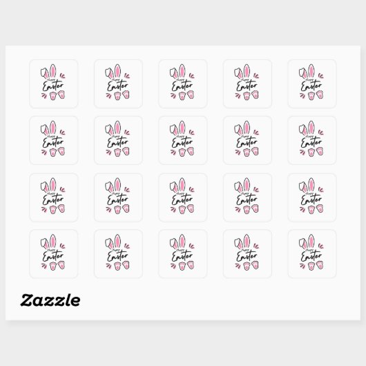 Happy Easter (roze) Vierkante Sticker (Vel)