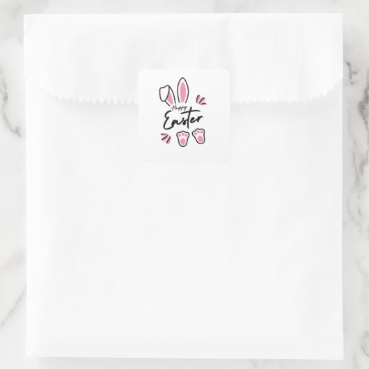 Happy Easter (roze) Vierkante Sticker (Tas)