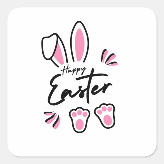 Happy Easter (roze) Vierkante Sticker (Voorkant)