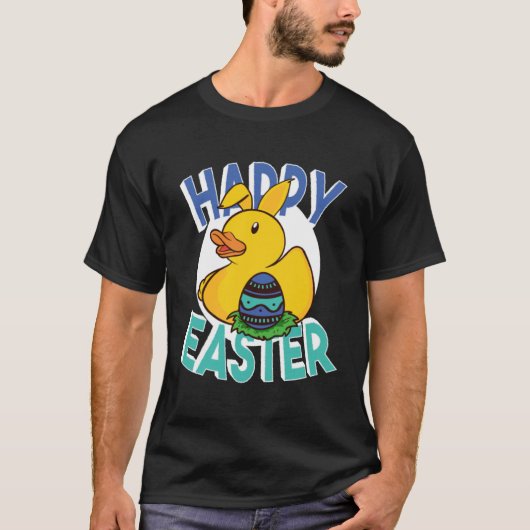 Happy Easter Rubber Duck Bunny Ears Easter Eggs cu T-shirt (Voorkant)