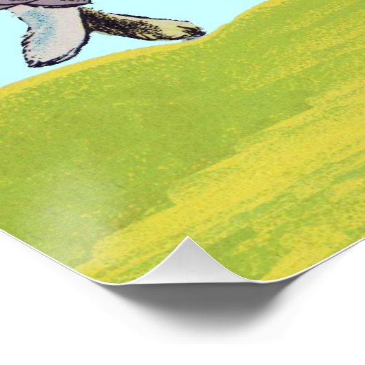 Happy Easter Running Pastel Rabbits Poster (Hoek)