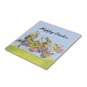 Happy Easter Running Pastel Rabbits Tegeltje (Zijkant)