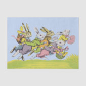 Happy Easter Running Pastel Rabbits Tissuepapier (Voorkant)