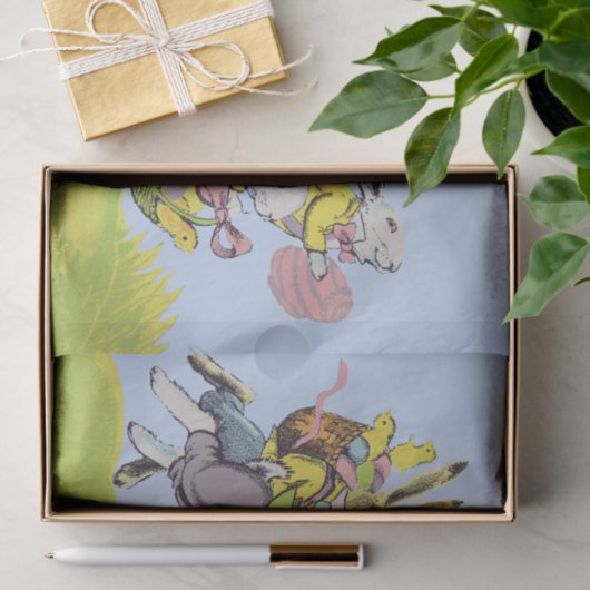 Happy Easter Running Pastel Rabbits Tissuepapier (Geschenk)