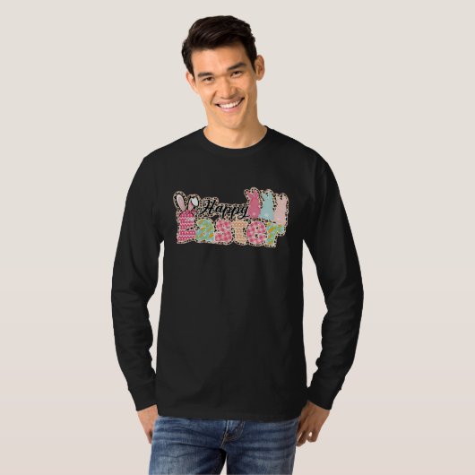 Happy Easter Sayings Egg Bunny T-shirt (Voorkant volledig)