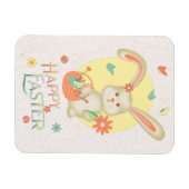 Happy Easter Schattig Bunny Floral Modern Magneet (Horizontaal)
