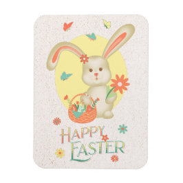 Happy Easter Schattig Bunny Floral Modern Magneet