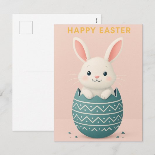 Happy Easter - Schattig Easter Bunny Briefkaart (Voorkant / Achterkant)