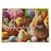 Happy Easter Schattig Holiday Paper Gift Bag Groot Cadeauzakje (Voorkant)