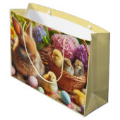 Happy Easter Schattig Holiday Paper Gift Bag Groot Cadeauzakje (Achterkant Gekanteld)