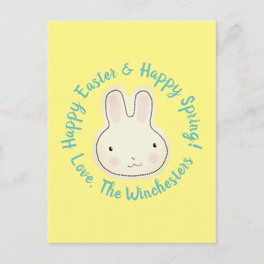 Happy Easter schattig konijn aangepaste script tek Briefkaart (Voorkant)