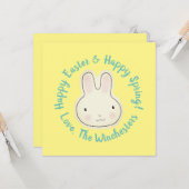 Happy Easter schattig konijn aangepaste script tek Kaart (Voorkant / Achterkant in situ)