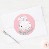 Happy Easter schattig konijntje custom script roze Ronde Sticker (Envelop)
