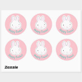 Happy Easter schattig konijntje custom script roze Ronde Sticker (Vel)