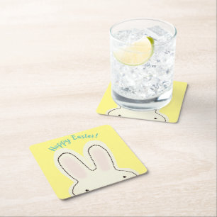 Happy Easter schattig konijntje kiekeboe script ge Kartonnen Onderzetters