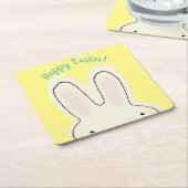 Happy Easter schattig konijntje kiekeboe script ge Kartonnen Onderzetters (Schuin)