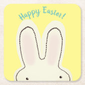 Happy Easter schattig konijntje kiekeboe script ge Kartonnen Onderzetters (Voorkant)