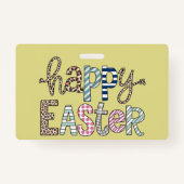 Happy Easter Schattige Bloemen Bunny Spring Leopar Badge (Voorkant)