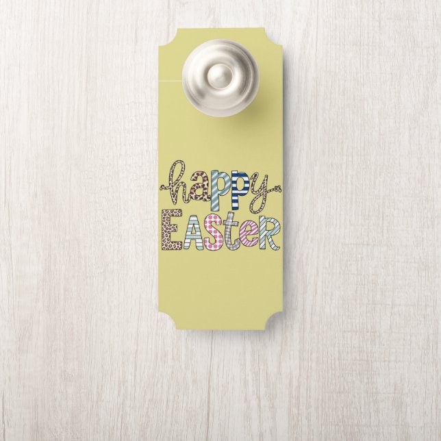 Happy Easter Schattige Bloemen Bunny Spring Leopar Deurhanger (Op knop)