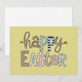 Happy Easter Schattige Bloemen Bunny Spring Leopar Feestdagenkaart (Voorkant / Achterkant)