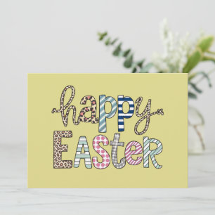 Happy Easter Schattige Bloemen Bunny Spring Leopar Feestdagenkaart