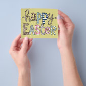 Happy Easter Schattige Bloemen Bunny Spring Leopar Flyer (Hand)