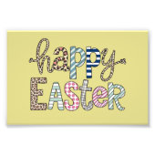 Happy Easter Schattige Bloemen Bunny Spring Leopar Foto Afdruk (Voorkant)