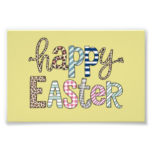 Happy Easter Schattige Bloemen Bunny Spring Leopar Foto Afdruk