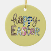 Happy Easter Schattige Bloemen Bunny Spring Leopar Keramisch Ornament (Voorkant)