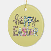 Happy Easter Schattige Bloemen Bunny Spring Leopar Keramisch Ornament (Links)