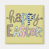 Happy Easter Schattige Bloemen Bunny Spring Leopar Magneet (Voorkant)