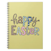 Happy Easter Schattige Bloemen Bunny Spring Leopar Notitieboek (Voorkant)