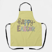 Happy Easter Schattige Bloemen Bunny Spring Leopar Schort (Voorkant)