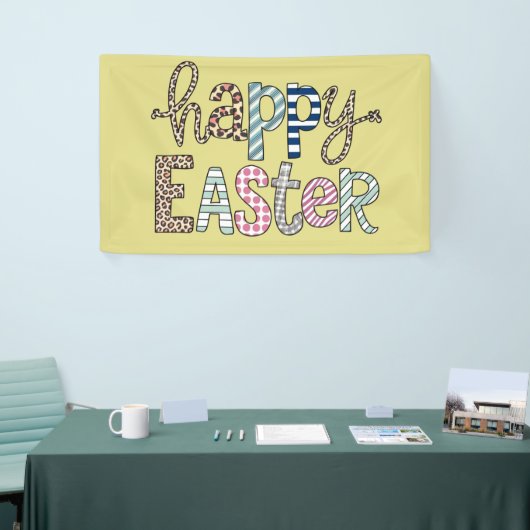 Happy Easter Schattige Bloemen Bunny Spring Leopar Spandoek (Beurs)