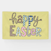 Happy Easter Schattige Bloemen Bunny Spring Leopar Spandoek (Horizontaal)