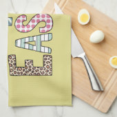 Happy Easter Schattige Bloemen Bunny Spring Leopar Theedoek (Quarter Fold)