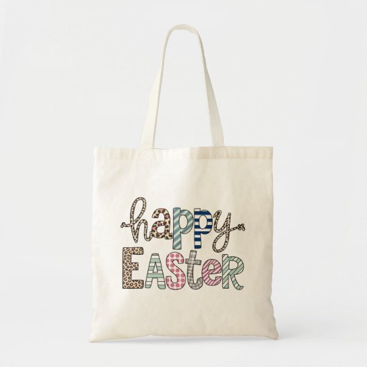 Happy Easter Schattige Bloemen Bunny Spring Leopar Tote Bag (Voorkant)