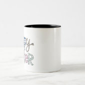 Happy Easter Schattige Bloemen Bunny Spring Leopar Tweekleurige Koffiemok (Center)